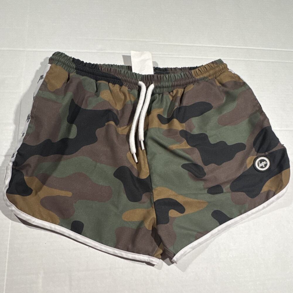 Hype Men’s Camo Swim Shorts M Drawstring Elastic Waist Mesh Lined Green